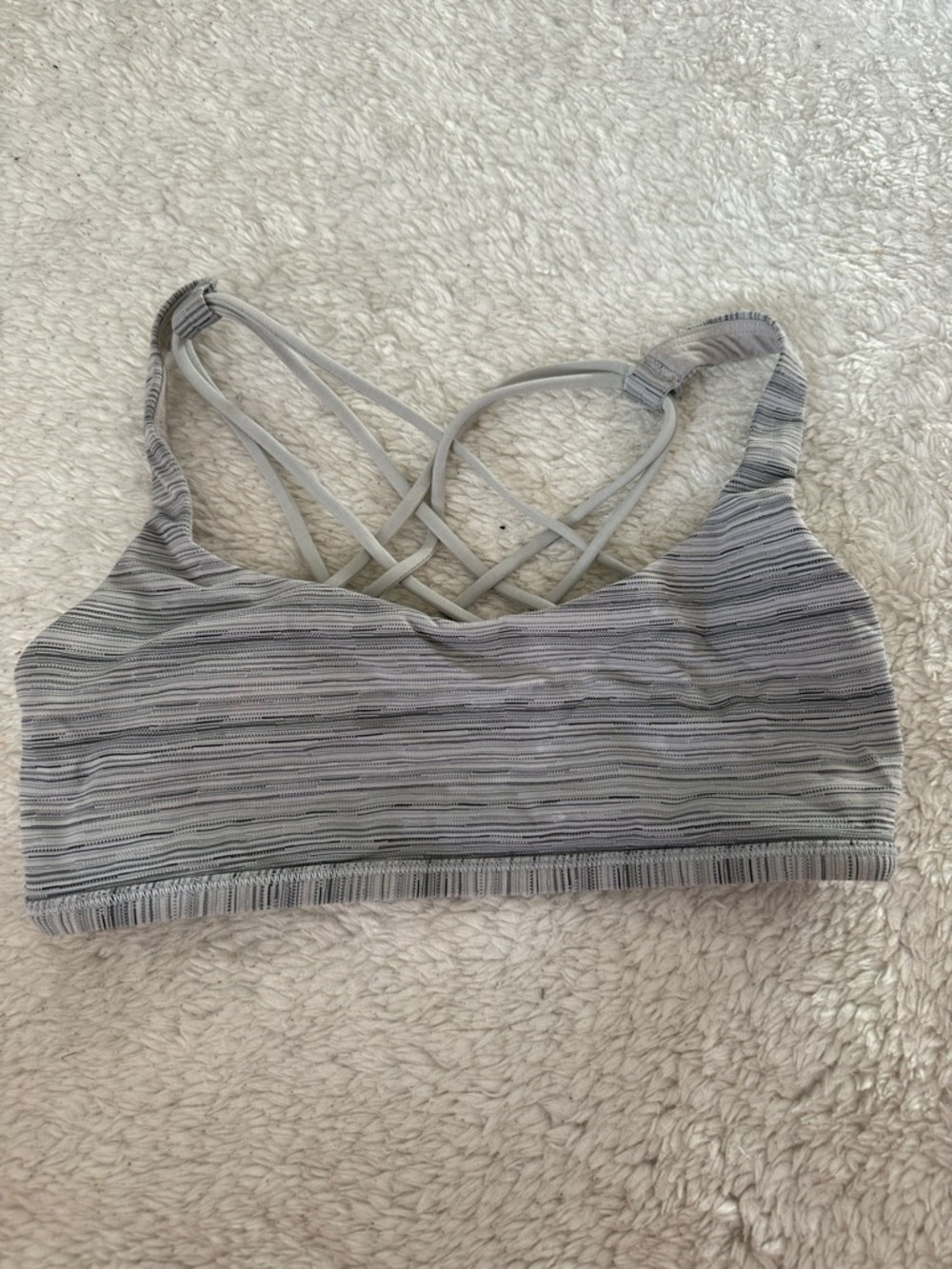 Light Gray Striped Crisscross Back Bralette - Women Intimates & Sleepwear